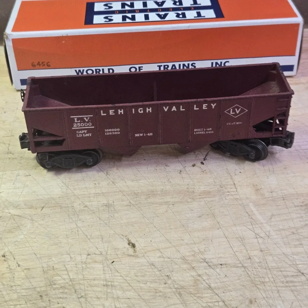 Lionel 6456 Lehigh Valley 25000 Maroon Hopper Car Postwar O Gauge w WOT box